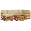 Sektionalsofa sæt 7 pcs Naturlig og Beige Massivt Akacietræ