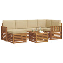 Sektionalsofa sæt 7 pcs Naturlig og Beige Massivt Akacietræ