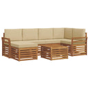 Sektionalsofa sæt 7 pcs Naturlig og Beige Massivt Akacietræ