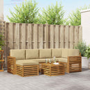 Sektionalsofa sæt 7 pcs Naturlig og Beige Massivt Akacietræ