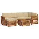 Sektionalsofa sæt 7 pcs Naturlig og Beige Massivt Akacietræ