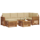 Sektionalsofa sæt 7 pcs Naturlig og Beige Massivt Akacietræ