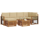 Sektionalsofa sæt 7 pcs Naturlig og Beige Massivt Akacietræ