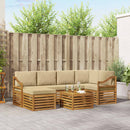 Sektionalsofa sæt 7 pcs Naturlig og Beige Massivt Akacietræ