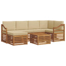 Sektionalsofa sæt 7 pcs Naturlig og Beige Massivt Akacietræ