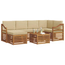 Sektionalsofa sæt 7 pcs Naturlig og Beige Massivt Akacietræ