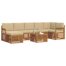 Udendørs sofagruppe 8 pcs Naturlig og Beige Massivt Akacietræ