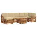Udendørs sofagruppe 8 pcs Naturlig og Beige Massivt Akacietræ