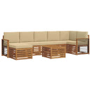 Udendørs sofagruppe 8 pcs Naturlig og Beige Massivt Akacietræ