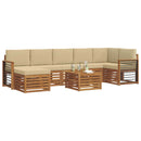 Udendørs sofagruppe 8 pcs Naturlig og Beige Massivt Akacietræ