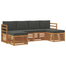 Sofasæt med pude 6 pcs Naturlig og Antracit Massivt Akacietræ