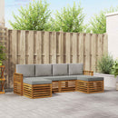 Sofasæt med pude 6 pcs Naturlig og Lys Grå Massivt Akacietræ