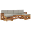 Sofasæt med pude 6 pcs Naturlig og Lys Grå Massivt Akacietræ