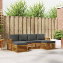 Sofasæt med pude 6 pcs Naturlig og Antracit Massivt Akacietræ