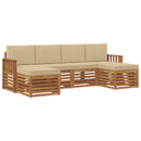 Sofasæt med pude 6 pcs Naturlig og Beige Massivt Akacietræ
