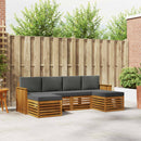 Sofasæt med pude 6 pcs Naturlig og Antracit Massivt Akacietræ