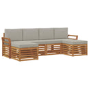 Sofasæt med pude 6 pcs Naturlig og Lys Grå Massivt Akacietræ