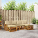 Sofasæt med pude 6 pcs Naturlig og Beige Massivt Akacietræ
