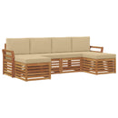 Sofasæt med pude 6 pcs Naturlig og Beige Massivt Akacietræ