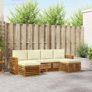 Sofasæt med pude 6 pcs Naturlig og Fløde Massivt Akacietræ
