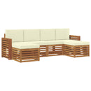 Sofasæt med pude 6 pcs Naturlig og Fløde Massivt Akacietræ