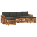 Sofasæt med pude 6 pcs Naturlig og Antracit Massivt Akacietræ