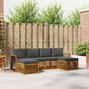 Sofasæt med pude 6 pcs Naturlig og Antracit Massivt Akacietræ