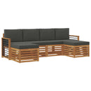 Sofasæt med pude 6 pcs Naturlig og Antracit Massivt Akacietræ
