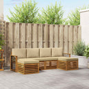 Sofasæt med pude 6 pcs Naturlig og Beige Massivt Akacietræ
