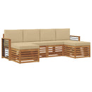 Sofasæt med pude 6 pcs Naturlig og Beige Massivt Akacietræ