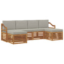 Sofasæt med pude 6 pcs Naturlig og Lys Grå Massivt Akacietræ