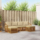 Sofasæt med pude 6 pcs Naturlig og Beige Massivt Akacietræ