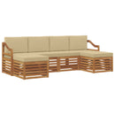 Sofasæt med pude 6 pcs Naturlig og Beige Massivt Akacietræ