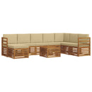 Udendørs sofagruppe 9 pcs Naturlig og Beige Massivt Akacietræ