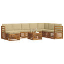 Udendørs sofagruppe 9 pcs Naturlig og Beige Massivt Akacietræ