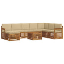 Udendørs sofagruppe 9 pcs Naturlig og Beige Massivt Akacietræ