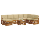 Udendørs sofagruppe 9 pcs Naturlig og Beige Massivt Akacietræ