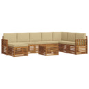 Udendørs sofagruppe 9 pcs Naturlig og Beige Massivt Akacietræ