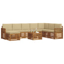 Udendørs sofagruppe 9 pcs Naturlig og Beige Massivt Akacietræ