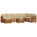 Udendørs sofagruppe 9 pcs Naturlig og Beige Massivt Akacietræ