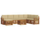 Udendørs sofagruppe 9 pcs Naturlig og Beige Massivt Akacietræ