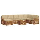 Udendørs sofagruppe 9 pcs Naturlig og Beige Massivt Akacietræ
