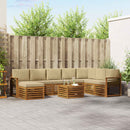 Udendørs sofagruppe 9 pcs Naturlig og Beige Massivt Akacietræ
