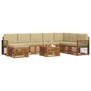 Udendørs sofagruppe 9 pcs Naturlig og Beige Massivt Akacietræ