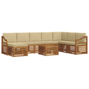 Udendørs sofagruppe 9 pcs Naturlig og Beige Massivt Akacietræ