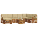 Udendørs sofagruppe 9 pcs Naturlig og Beige Massivt Akacietræ