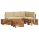 Udendørs sofagruppe med pude Naturlig og Beige 59 x 59 x 37 cm