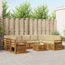 Sofasæt med pude 10 pcs Naturlig og Beige Massivt Akacietræ