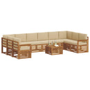 Udendørs sofagruppe 11 pcs Naturlig og Beige Massivt Akacietræ