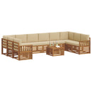 Udendørs sofagruppe 11 pcs Naturlig og Beige Massivt Akacietræ